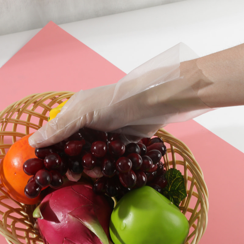 Miljövänliga och mjuka off-white TPE-handskar (diamantmönster)