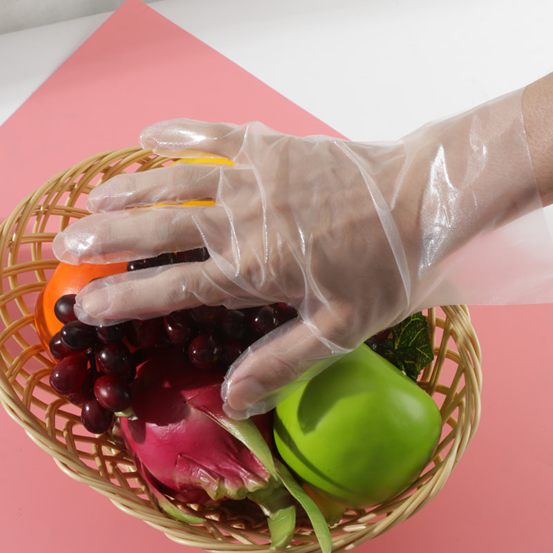 Miljövänliga och mjuka off-white TPE-handskar (diamantmönster)