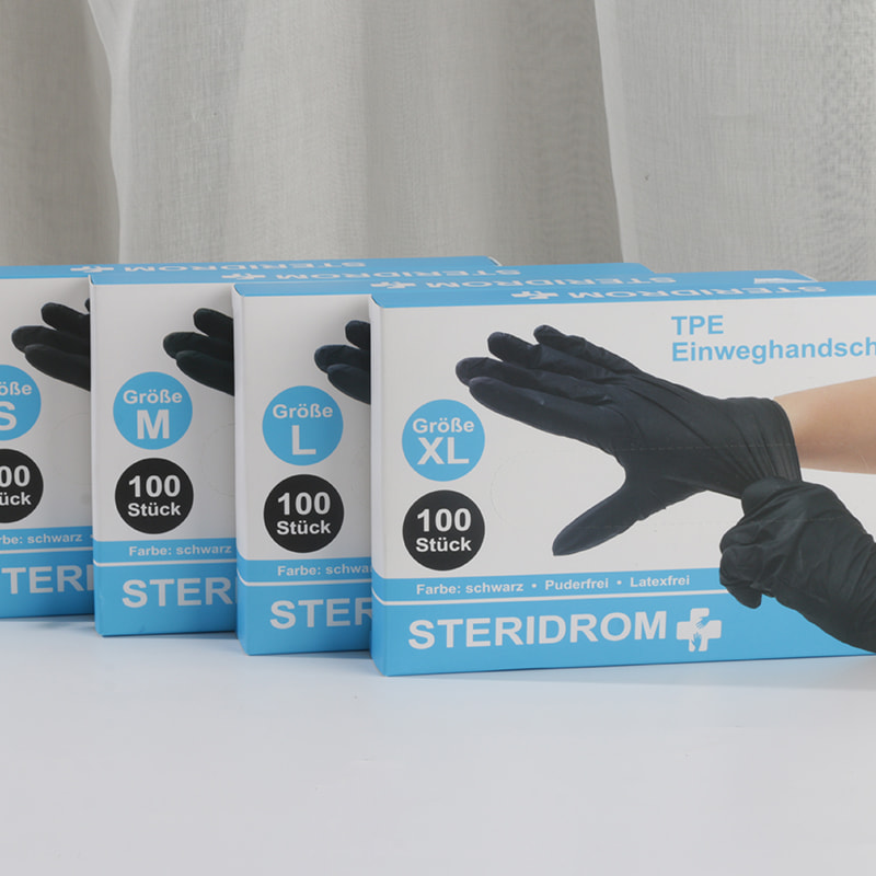 Bra temperaturbeständighet Svarta TPE-handskar (diamantmönster)