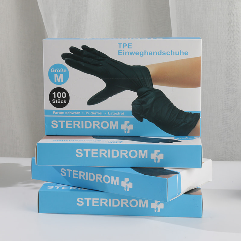Bra temperaturbeständighet Svarta TPE-handskar (diamantmönster)